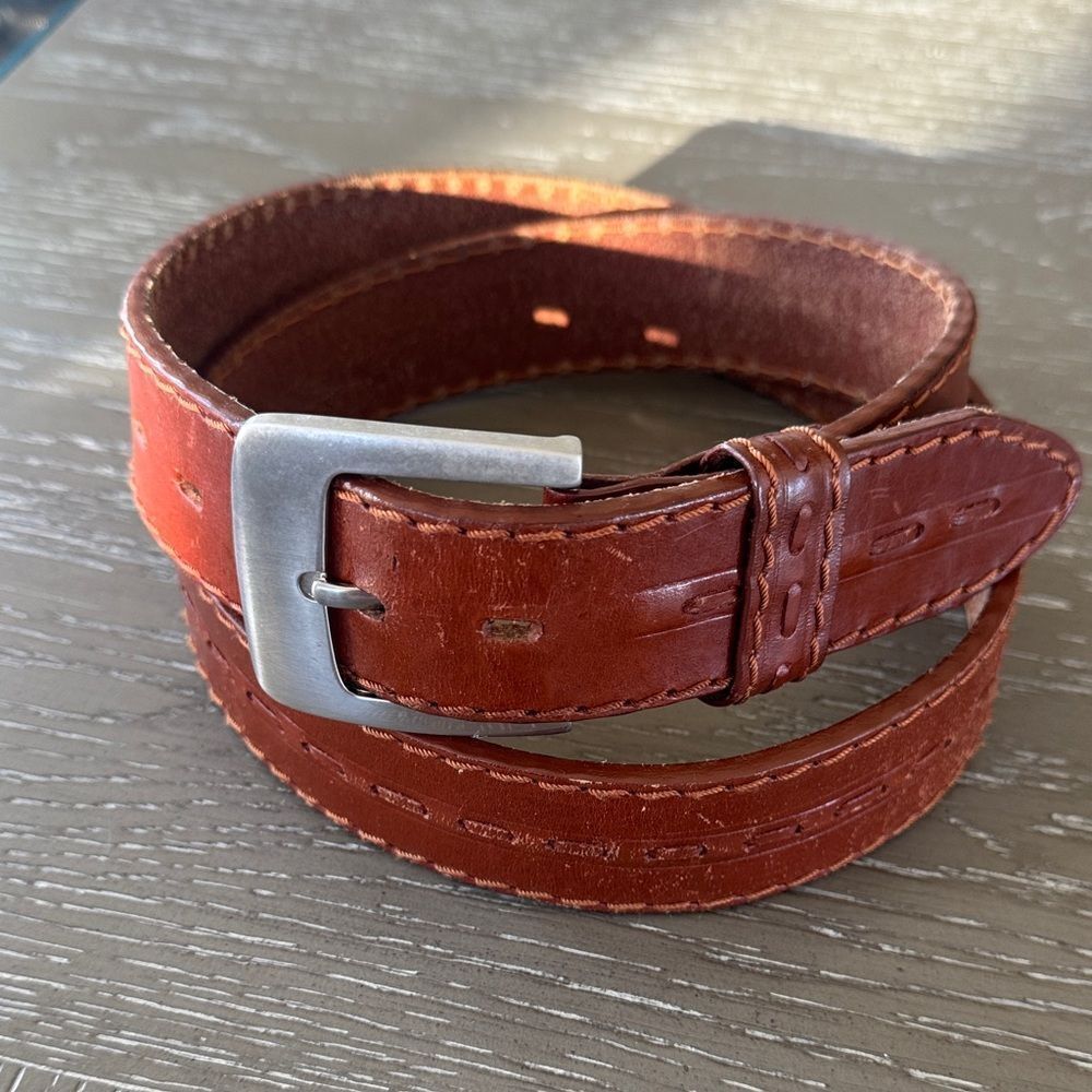 VEARI Men's Brown Genuine Leather Belt Handcrafted in Mexico Size 38 EUC